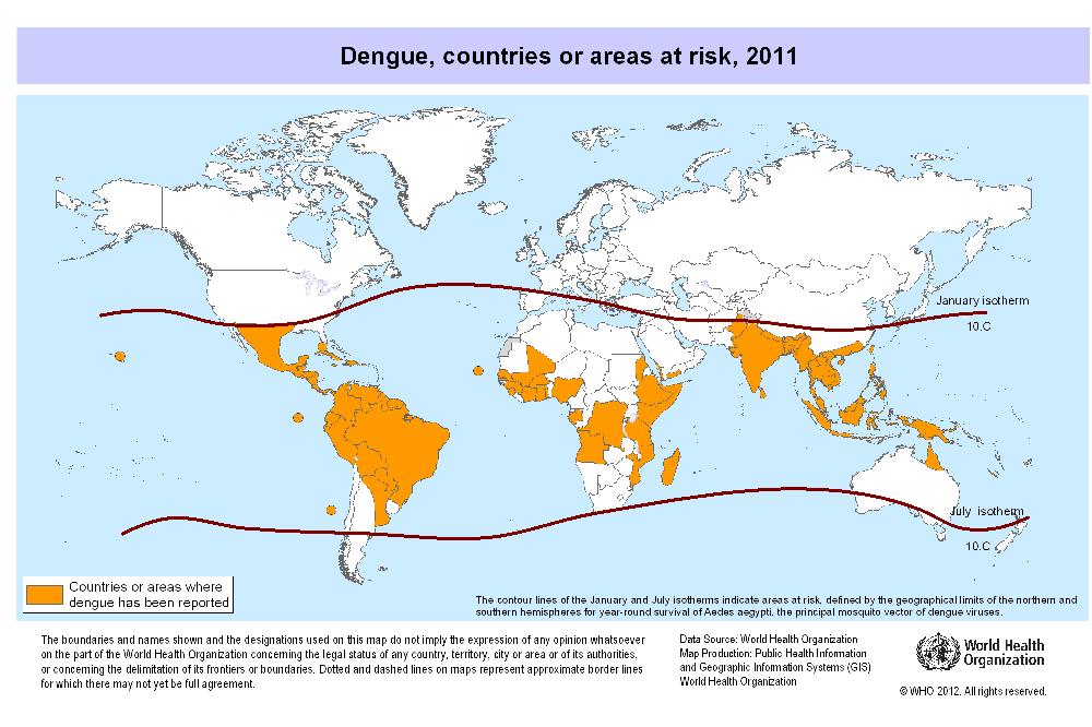 Active dengue region, 2011